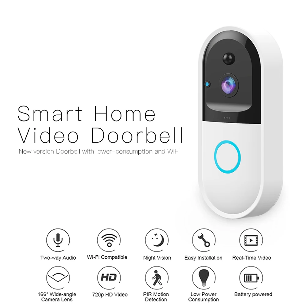 Беспроводной дверной звонок с Wi Fi камера безопасности для дома HD 720 P визуальный