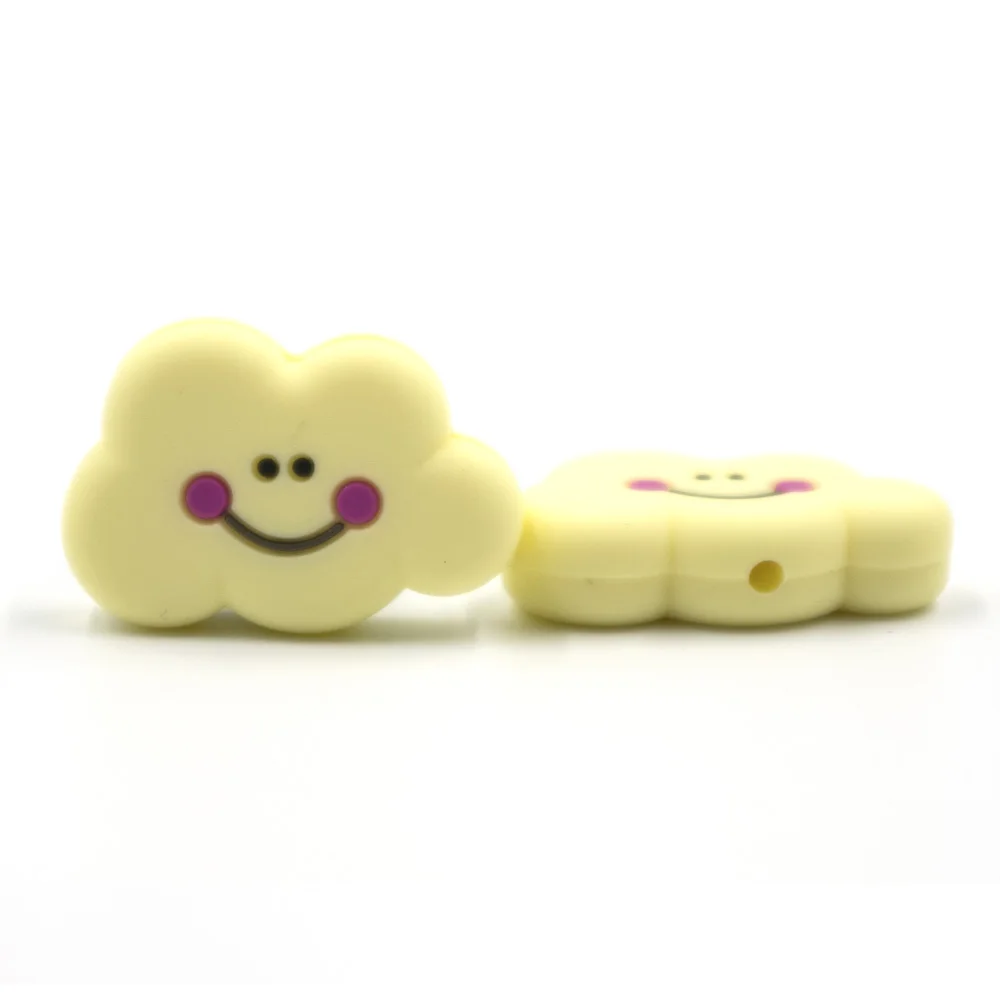 Cream Yellow 10 шт. облако Перл силиконовые стоматологические без БФА, силиконовый бисер ожерелье для прорезывания зубов DIY бусины игрушки Товары для малышей Mordedor - Цвет: Cream Yellow