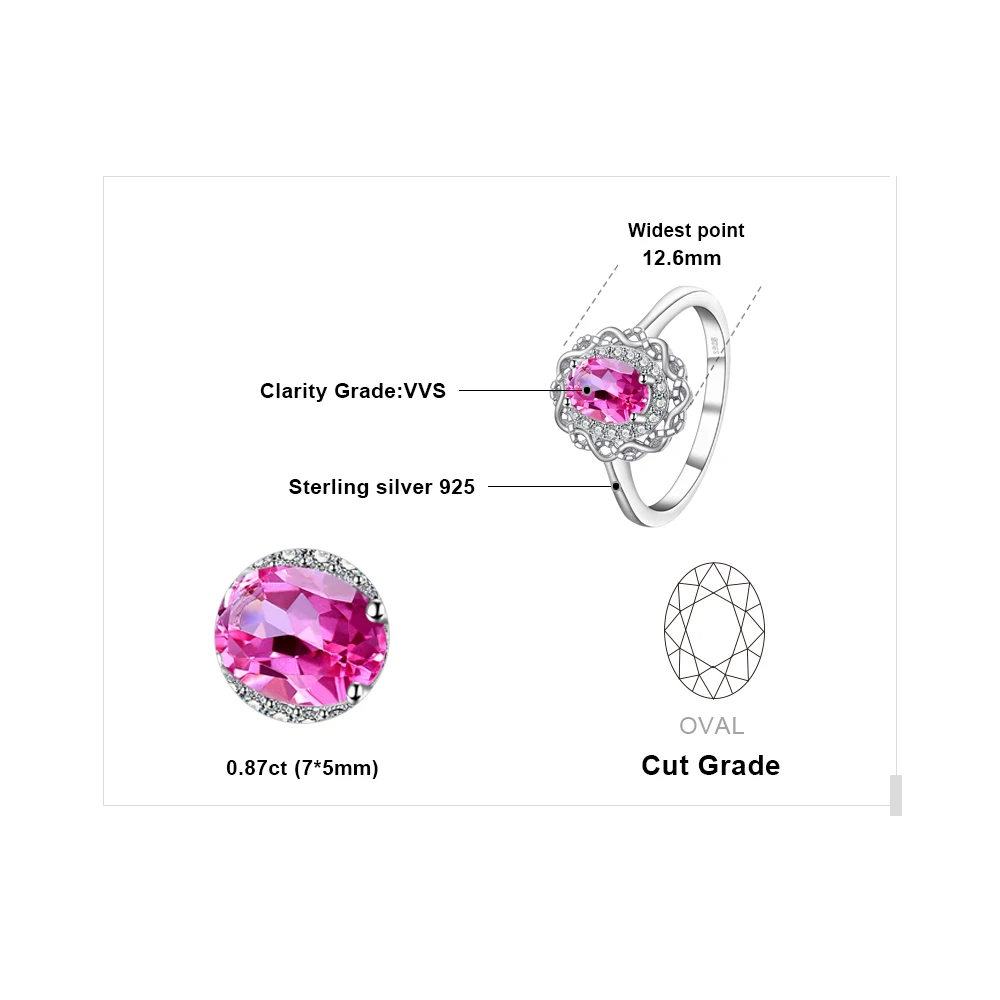 JewelryPalace Винтаж 1ct натуральная овальным вырезом розовый топаз Halo Кольцо