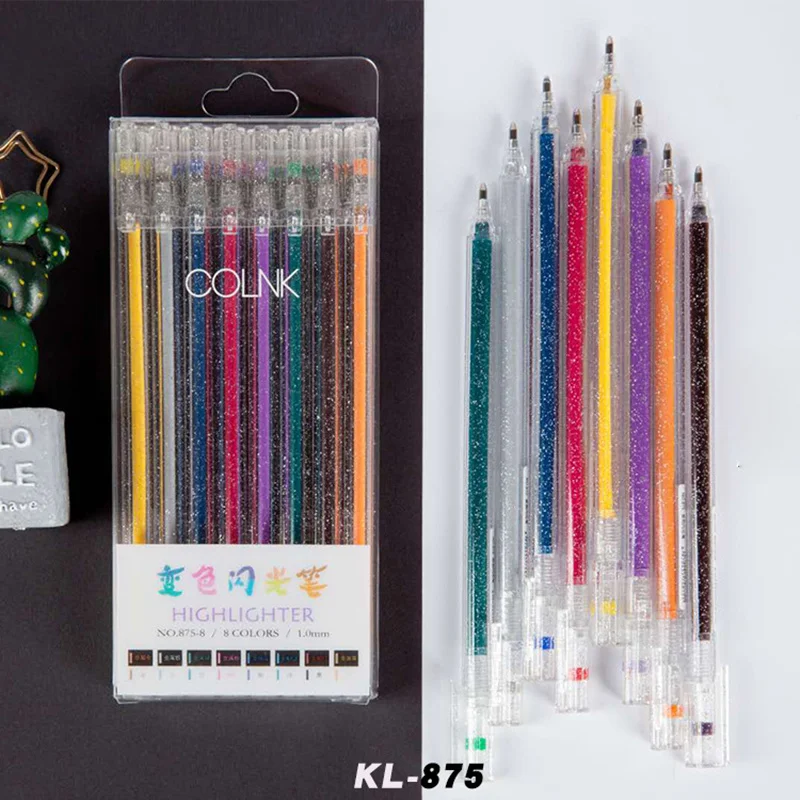 4 компл./лот 8 цветов Блестящий хайлайтер ручка 1 0 мм Bling bling marker Цвета Рисование DIY