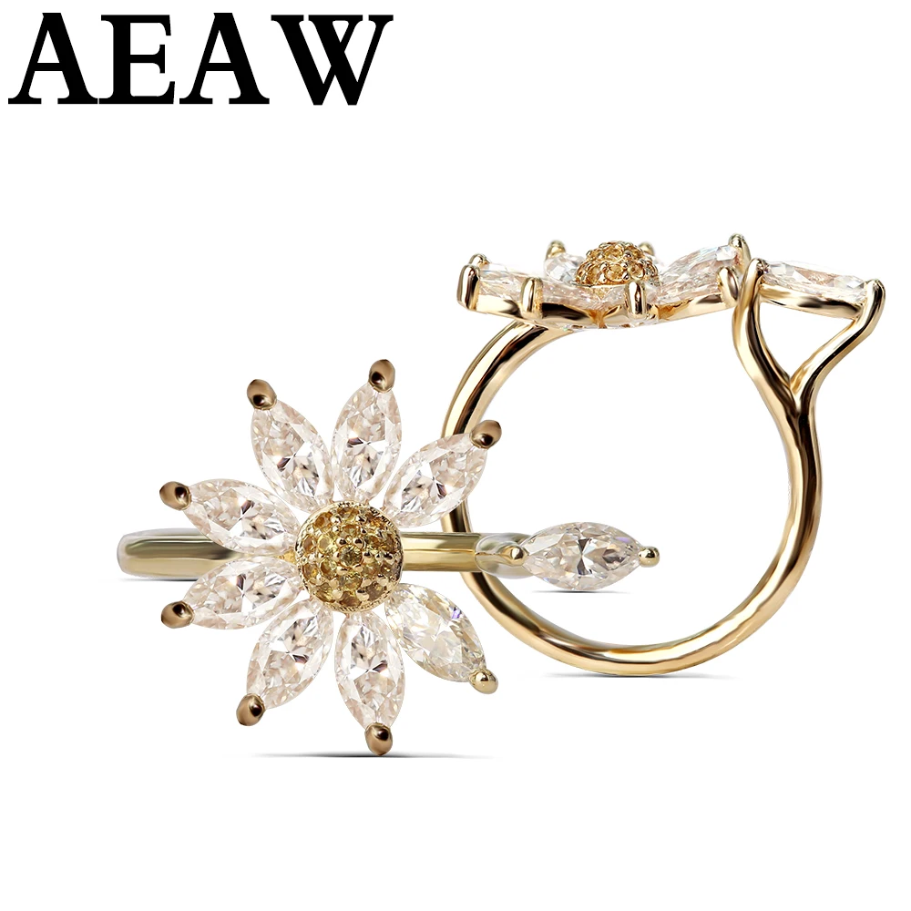 Au750 Solid 18K Yellow Gold 9pcs Moissanite Marquise Cut Engagement Ring Bridal Wedding Jewelry Dainty Female Finger | Украшения и