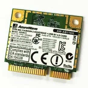 

Network Card For AzureWave AW-AB116H AW-NB110H AR9462 AR5B22 WB222 Half Mini PCI-E WiFi For Bluetooth4.0 Wireless Card