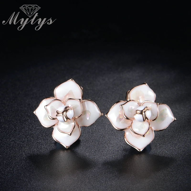 Женские серьги Mytys модные пусеты высокого качества с цветами CE293|flower earrings for