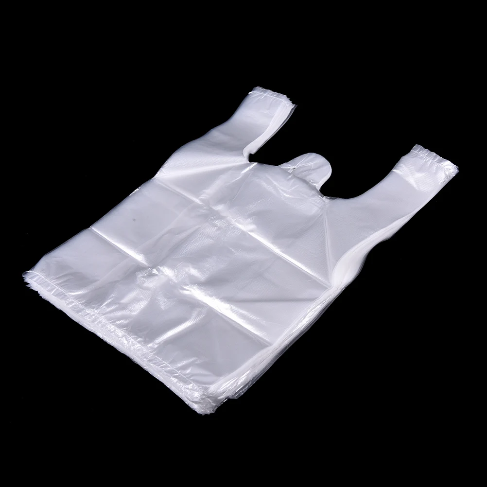 50pcs/lot Supermarket Plastic Bags with Handle Transparent Shopping Bag 26x37cm | Дом и сад