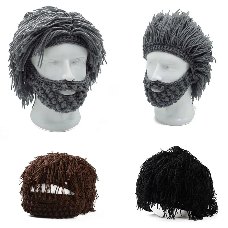 Вязаная мужская зимняя вязаная шляпа с усами Beanies Face Tassel маска велосипедиста Лыжная теплая шапка забавная шапка подарок