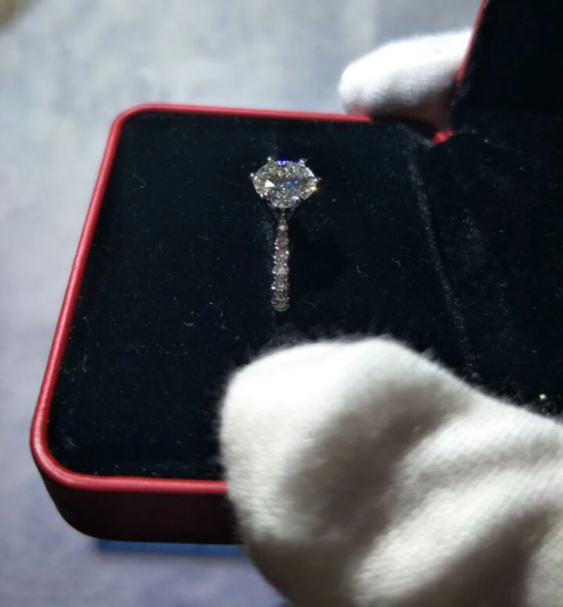 1 карат ct свадебное кольцо с бриллиантом Муассанит подлинное 18K 750 Белое золото D