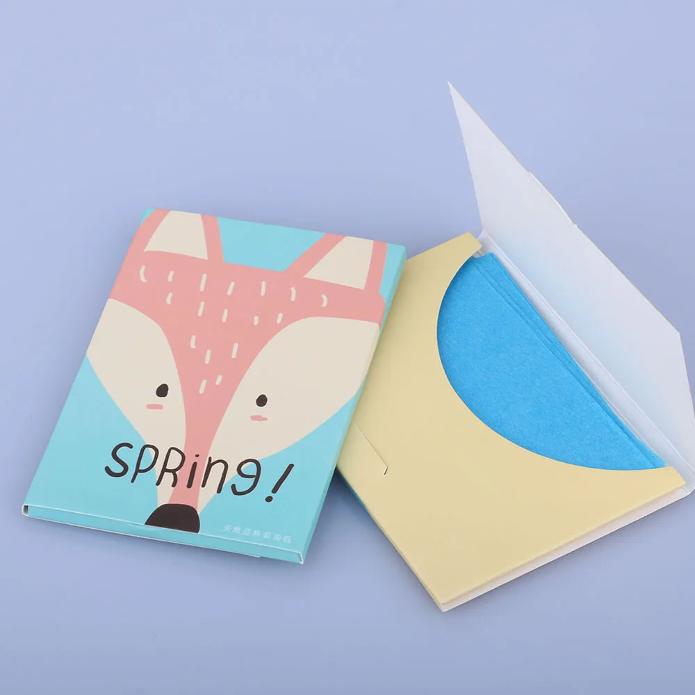 50 sheets/уп Макияж для лица с двумя лезвиями впитывания жира промокательные бумаги