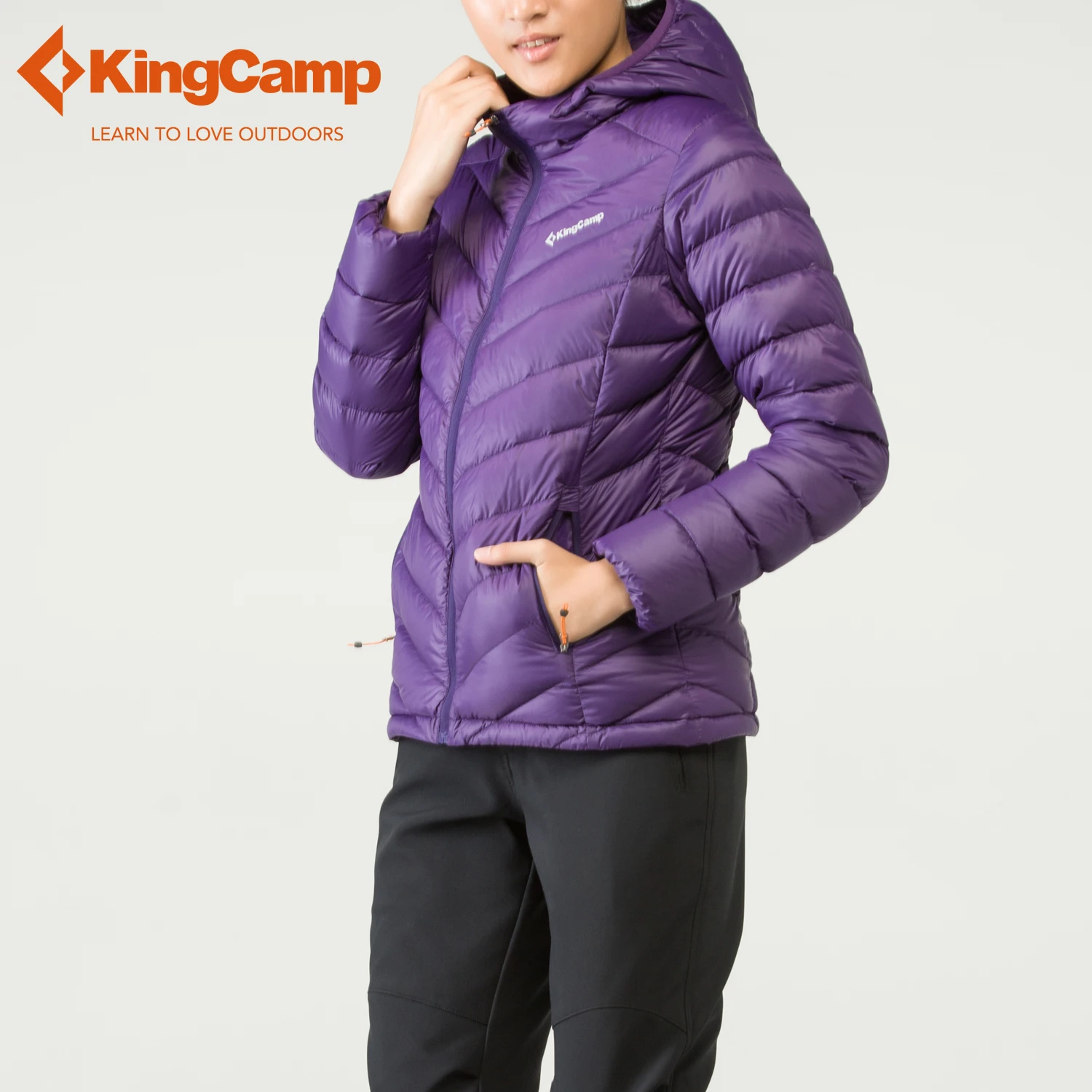 KingCamp Для женщин, с капюшоном, упаковываются, ультра светильник Вес утепленная пуховая куртка Зимние Водонепроницаемый 90% вниз свитер верхняя одежда для детей