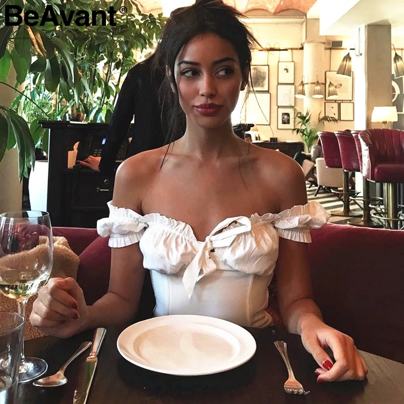 BeAvant 2018 Sexy Тонкий розовый бюстгальтер топы Для женщин с открытыми плечами белый