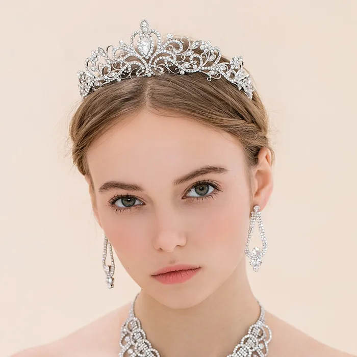 Yudelena игристое Корона Посеребренная прозрачного хрусталя Свадебные Diamante тиара