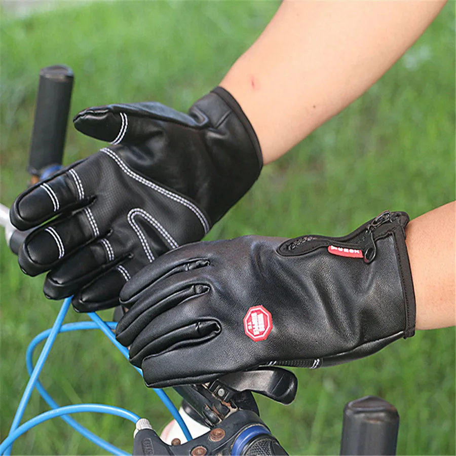 Спортивные перчатки из искусственной кожи с сенсорным экраном на молнии Зимние