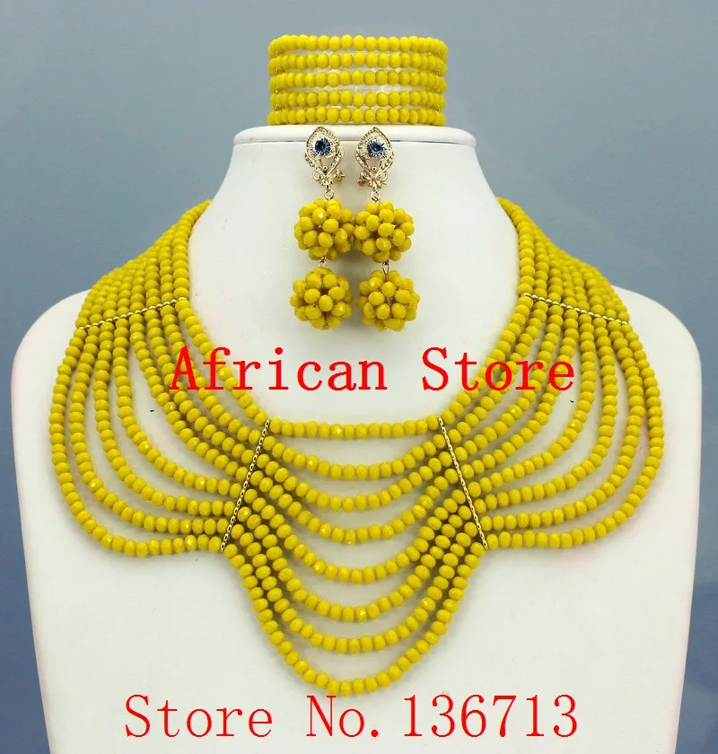 

New Design Multistrand Nigerian Wedding Jewelry Set With Rhine Flower Women African Beads Jewelry Set SD808-5