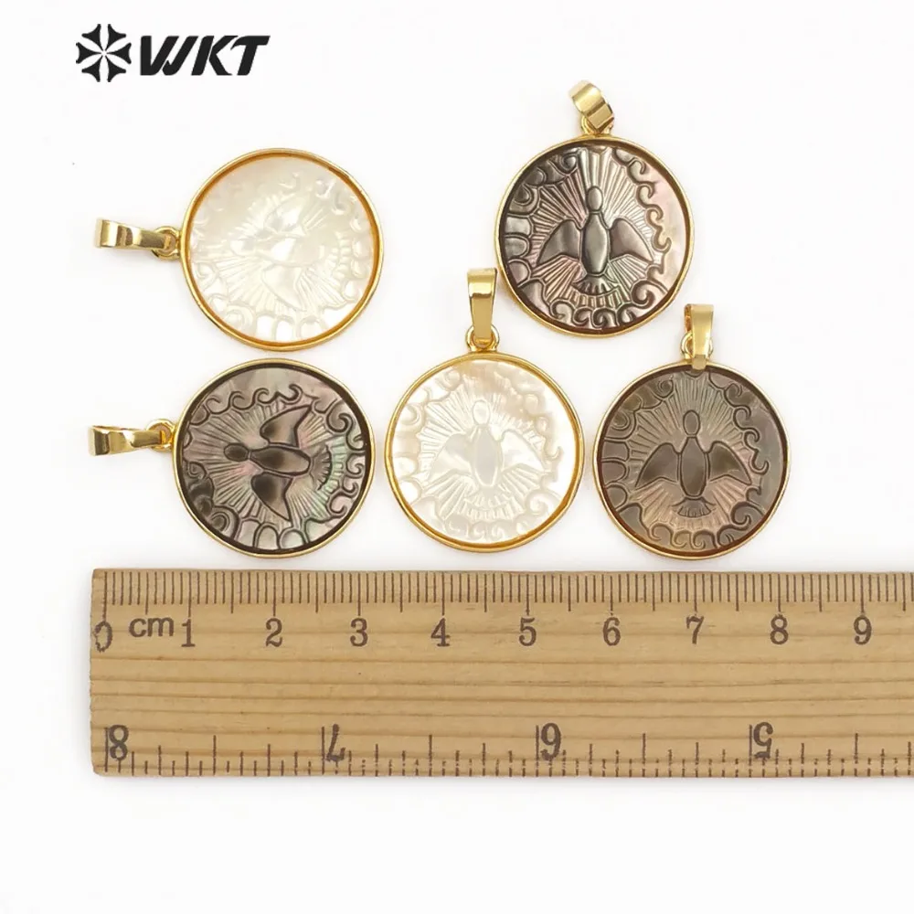 WT-JP091 Natural Pearl Shell Bird Pattern Pendant Gold Bezel Can Be Used As A Necklace Accessories For Women's | Украшения и