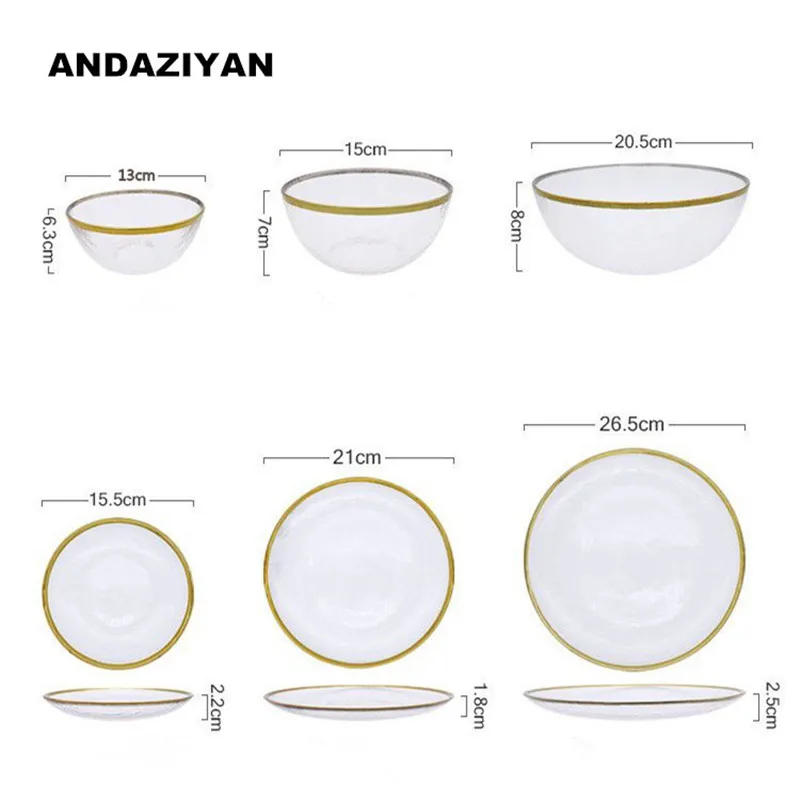 Скандинавская посуда ins wind из золотистого стекла тарелка для западного стейка