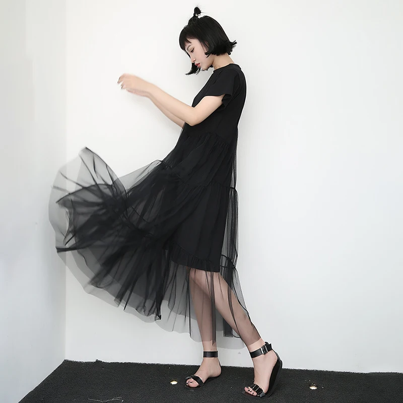 Платье с коротким рукавом TWOTWINSTYLE летнее асимметричное платье высокой талией и