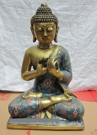 

bi001947 18"Tibetan Tibet Bronze Cloisonne Consonance finger Amitayus Amitabha Buddha