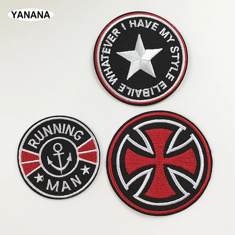 

Individual slogans Embroidered Patches for Clothing DIY Stripes Applique Clothes Stickers Iron on Badges