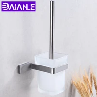 wall mounted toilet brush holder set stainless steel glass cup holder creative bathroom hardware cleaning brush holder rack