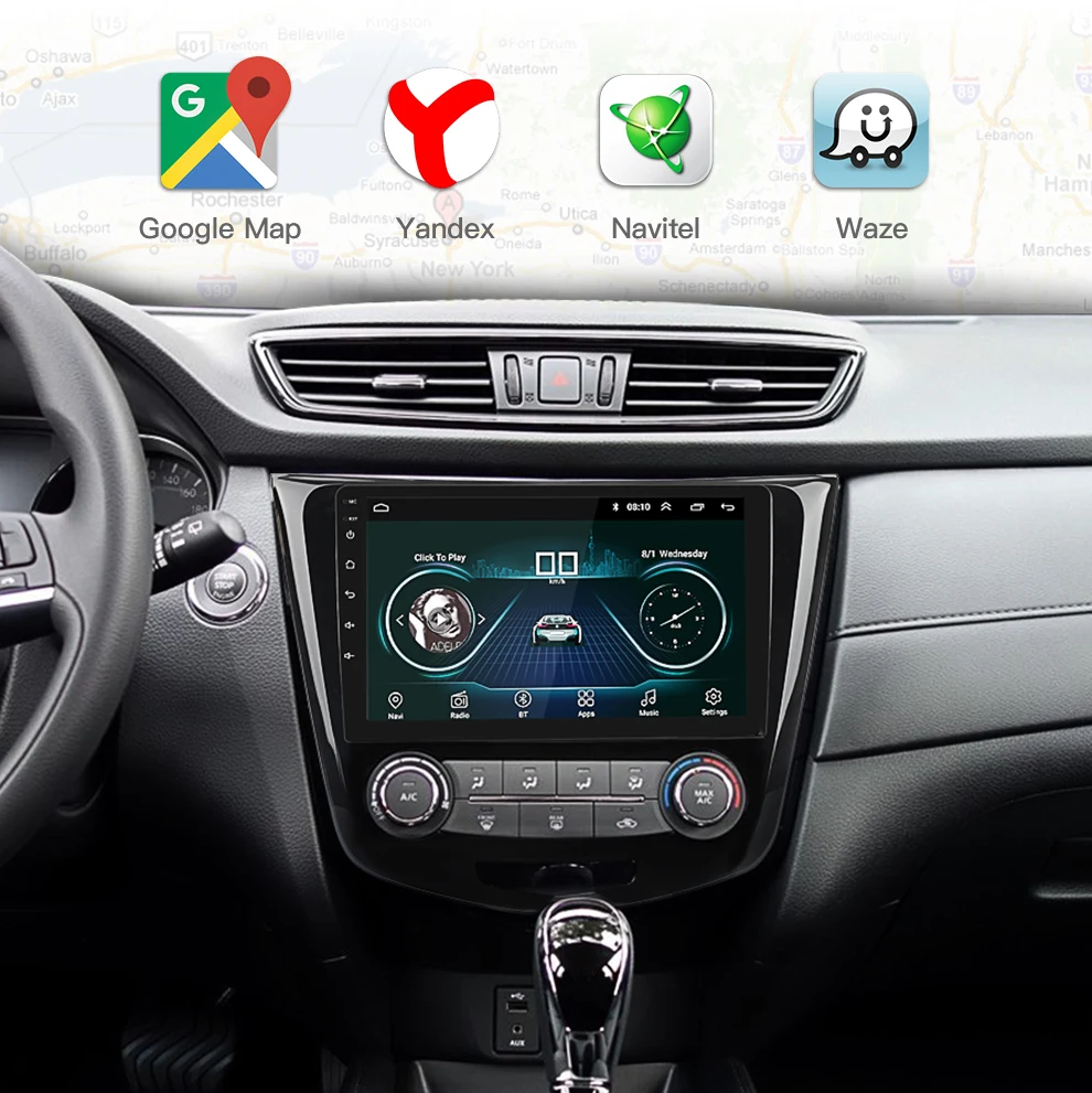 10," Android 8,1 автомобильный Радио gps навигация мультимедийный плеер для Nissan X-Trail Qashqai- с четырехъядерным wifi стерео