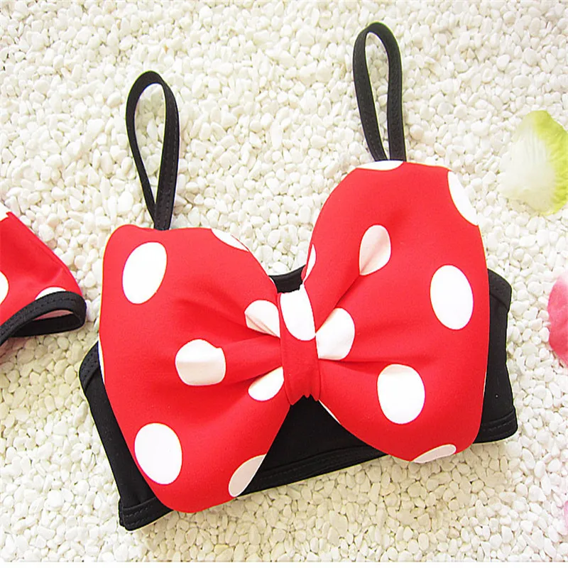 Купальный костюм для девочек детский купальник в красный и белый горошек 3