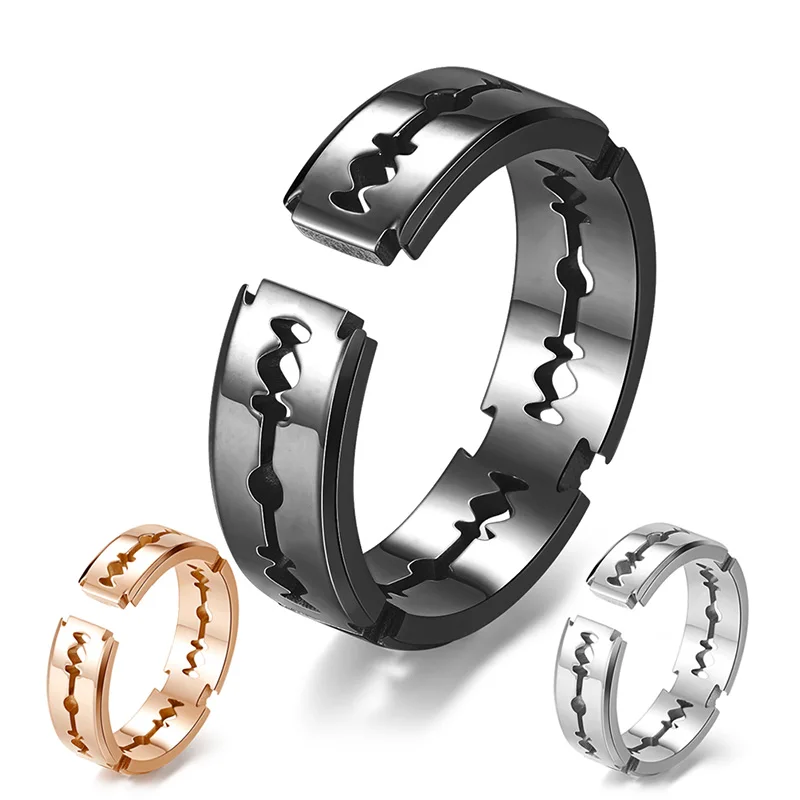 Уникальное кольцо для бритья мужчин и женщин черное/розовое золото/серебро