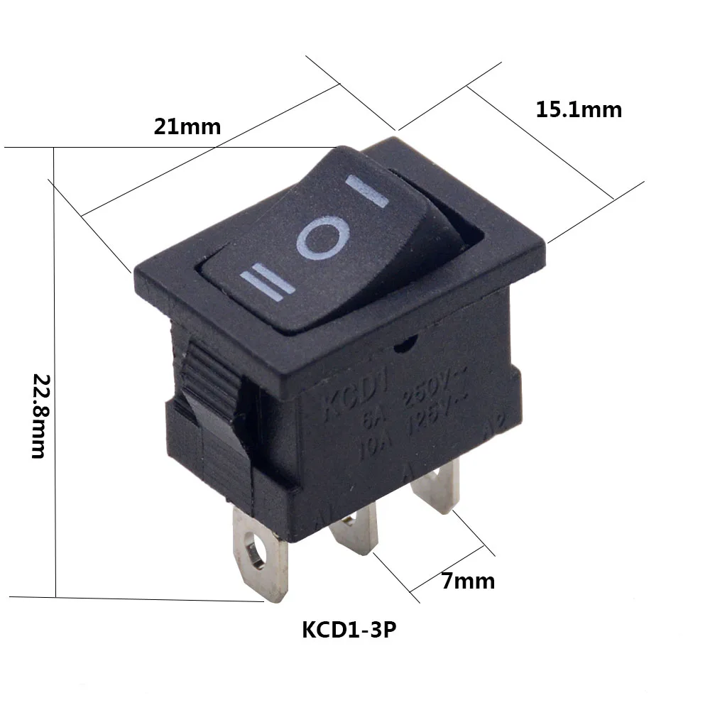 5 шт./лот SPST 2/3/4/6PIN на включение/выключение Круглый/квадратный лодка кулисный переключатель автомобиль приборной панели грузовик на колесах ATV дома KCD - Цвет: KCD1 3P ON-OFF-ON