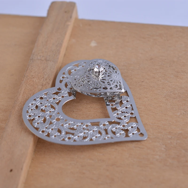 10 шт. Rodium 3d Подвески в виде сердца соединитель для производства ювелирных изделий