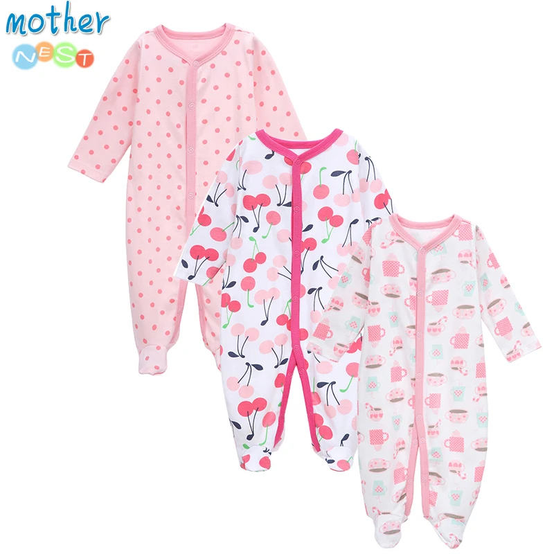 Mother nest 3PCS/LOT Baby Clothes Newborn Girls Boys Rompers Toddler Cotton Infant Winter Jumpsuit Kids Coveralls Soft Clothing |
