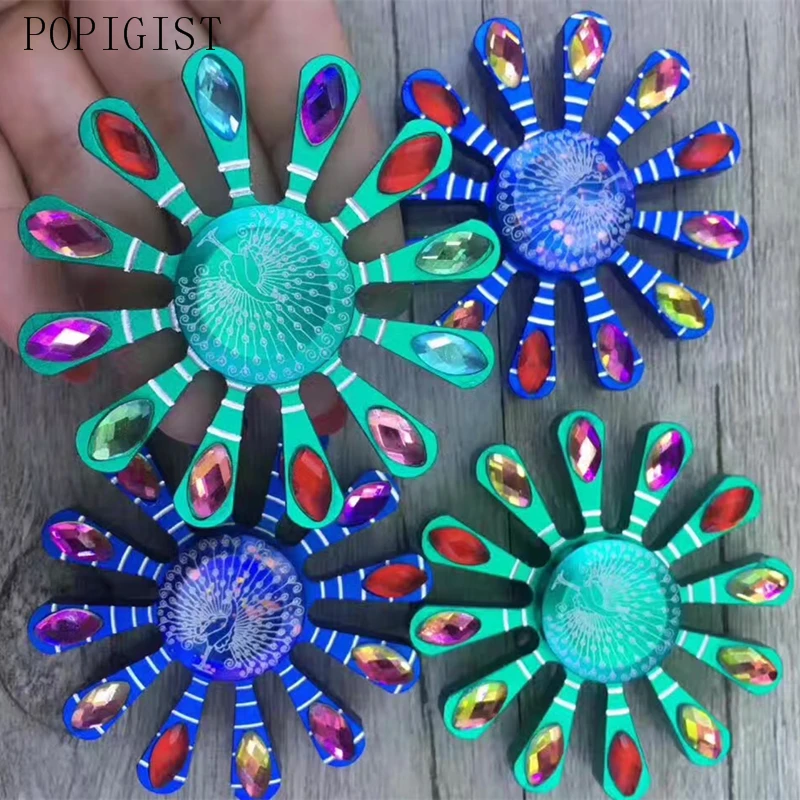 Павлин Спиннер синий цвет сплав палец горячий Радужный елочный шар с павлинами