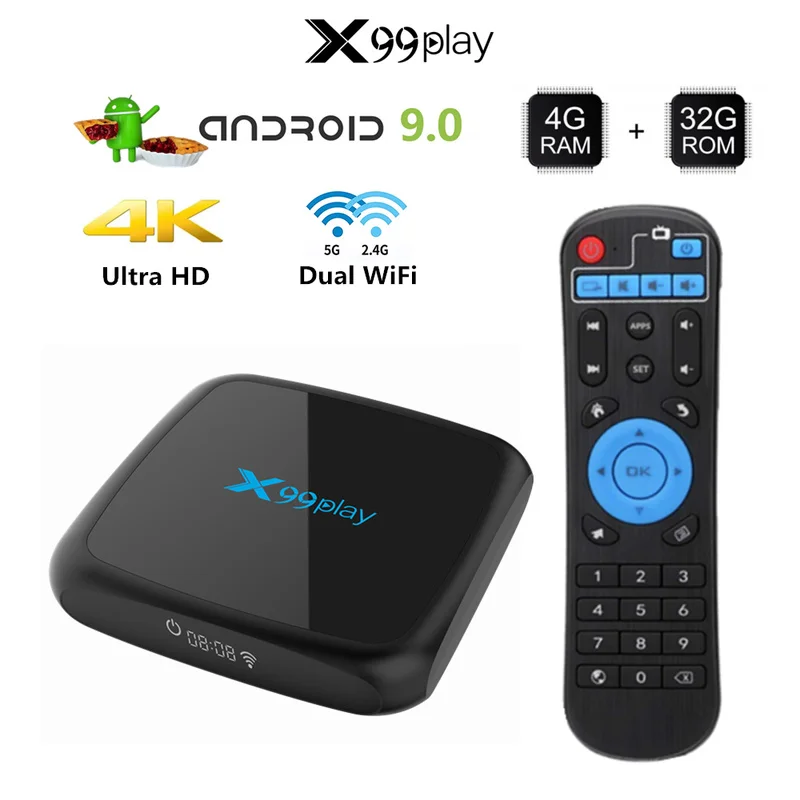 X99play RK3318 Android 9 0 4 Гб 64 ТВ приставка HDMI 2 4G 5G двойной wifi 100M LAN 3D USB3.0 Поддержка ГГц