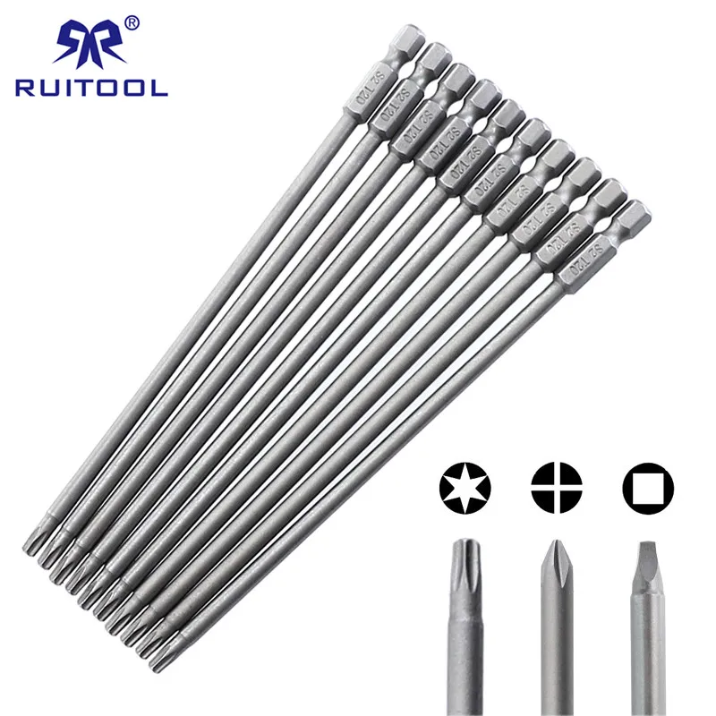 

150mm Screwdriver Bit Set S2 Steel Phillips Square Torx Magnetic Screwdriver Bits For Pocket Hole Jig 1/4" Hex Shank