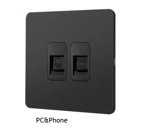 PC AND PHONE 304 нержавеющая сталь матовый черный лак панель настенный тумблер латунь ручка 86 мм Ретро Винтаж телефон вентилятор Интернет ТВ винт - Цвет: PC AND PHONE