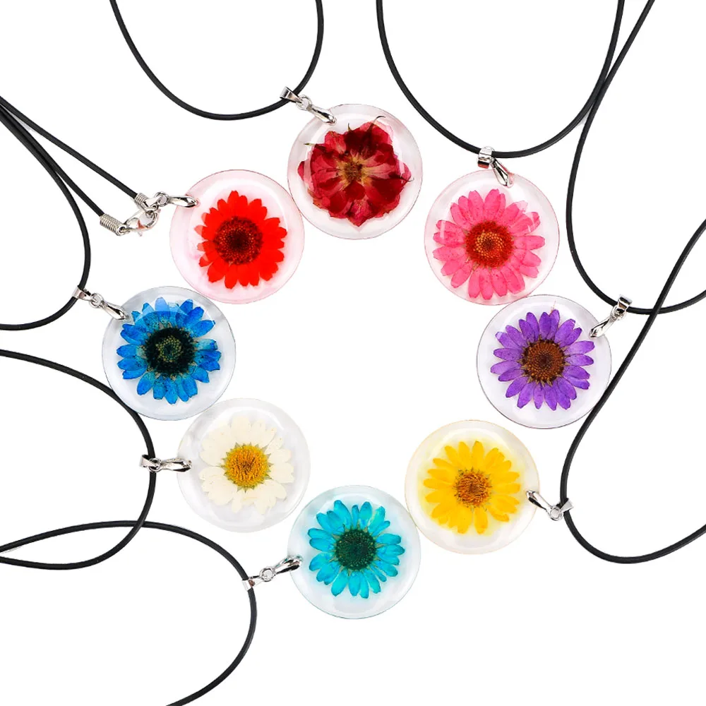 Ожерелье ручной работы в стиле бохо Круглый прозрачный кулон виде цветка