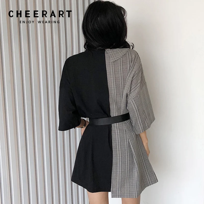 Cheerart, уличная одежда, комбинированная футболка, платье, женское, летнее, на шнуровке, модное платье, с буквенным принтом, дизайнерское, мини платье, одежда