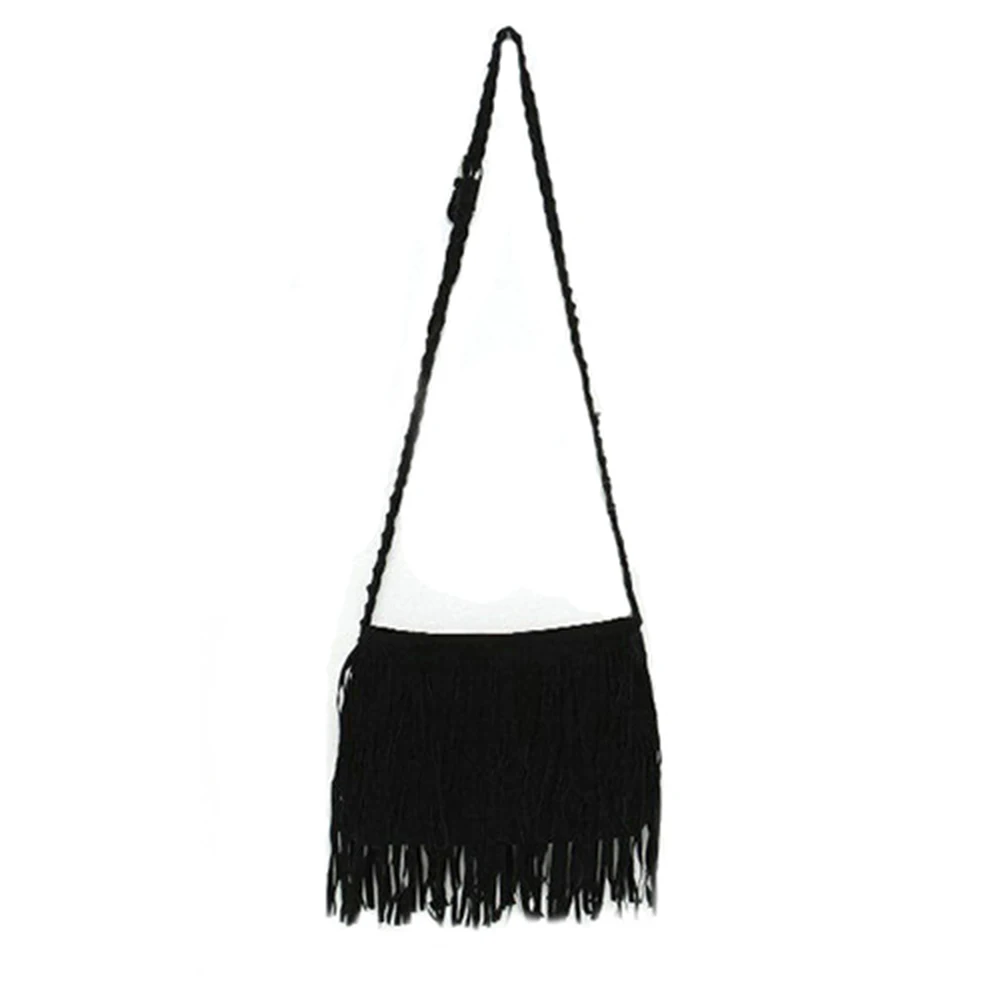 2016 Женская Замшевая сумка мессенджер с бахромой и кисточками через плечо ранец