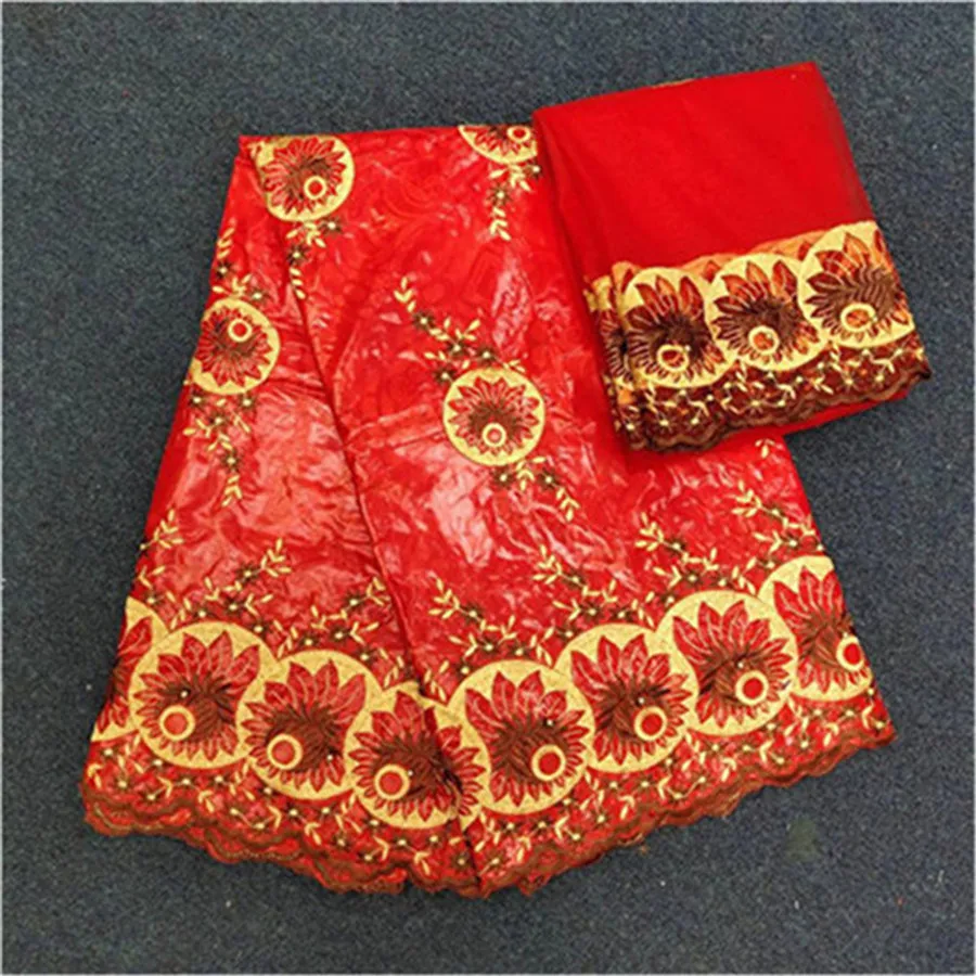 Women bazin riche brocade brode guinea fabric high quality lace nigerian gele headtie for women 5+2yards/lot | Дом и сад
