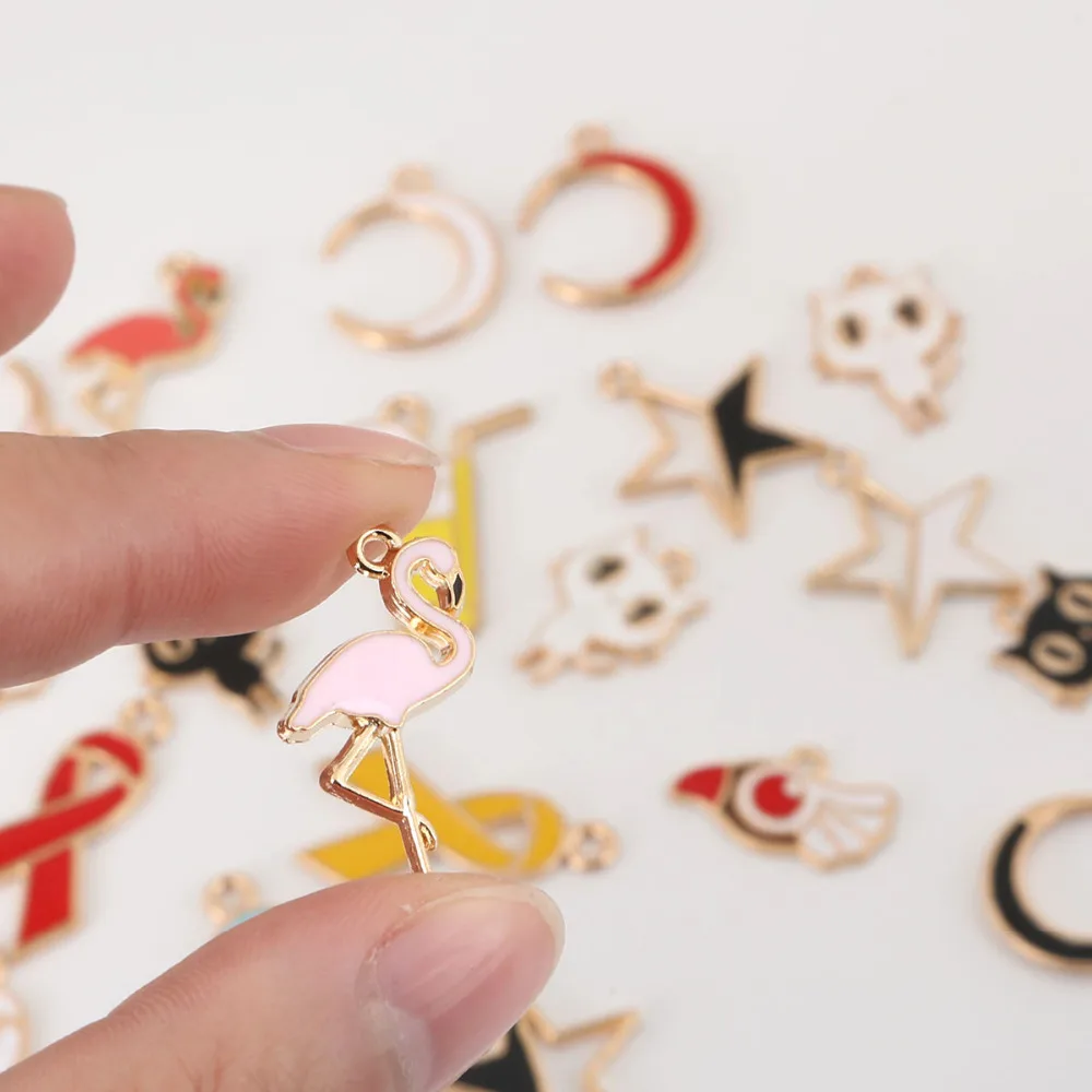 Новинка 10 шт./лот милая эмалированная подвеска с кошкой/луной/звездой/лимоном для