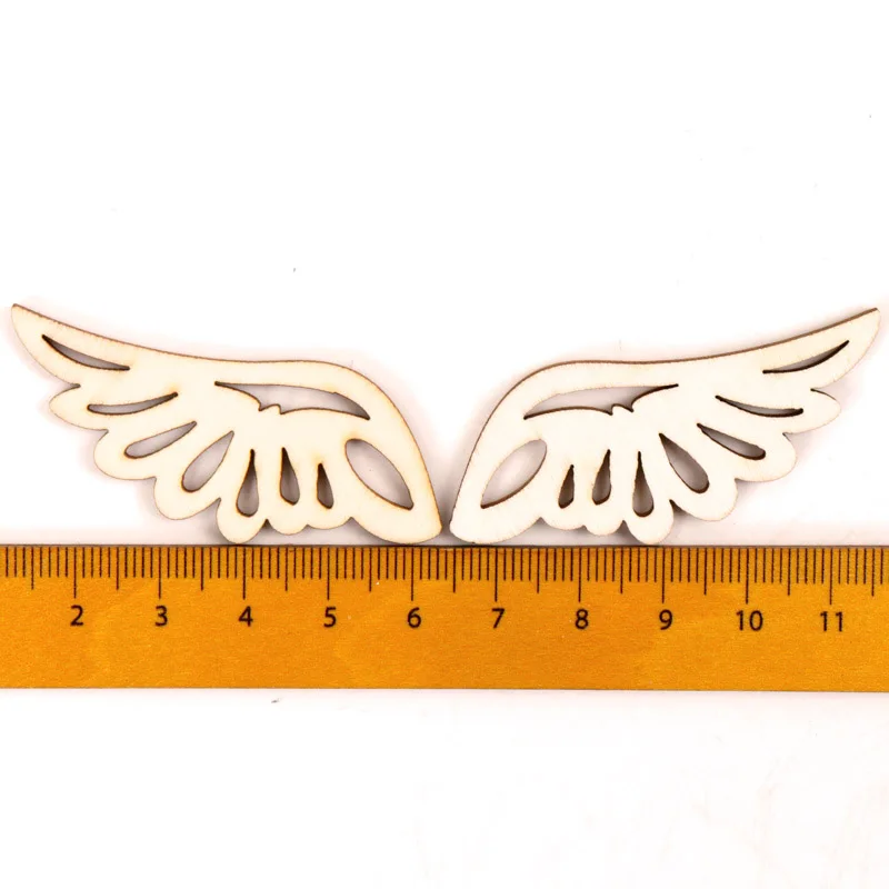 Деревянный милый Крыло Форма Искусство Живопись украшения для скрапбукинга ремесло ручной работы украшения дома интимные аксессуары DIY мм 57 мм 12 шт. MZ259