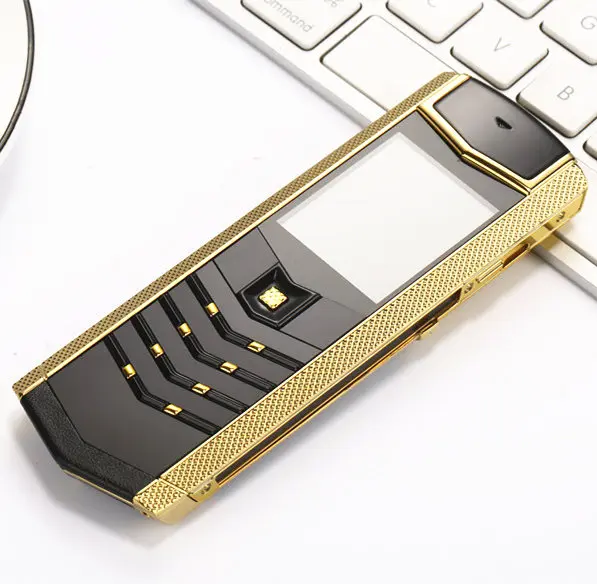 Роскошный Металлический + кожаный корпус Gsm Dual Sim Сотовые телефоны Bluetooth мобильный