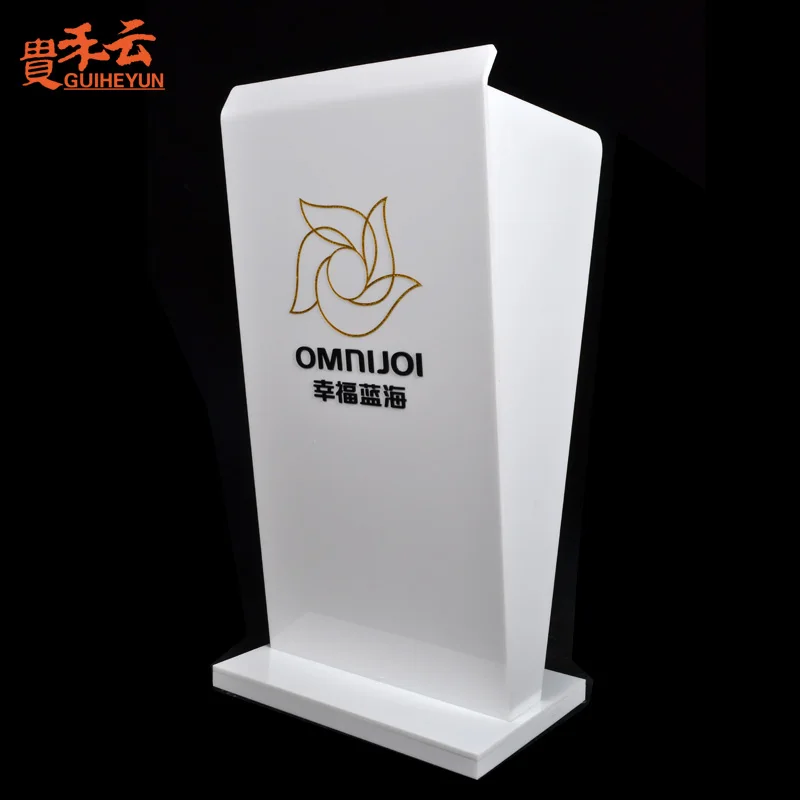 Белый экономичный лектерн и черный говорящий Подиум акриловый стенд 70*50*110