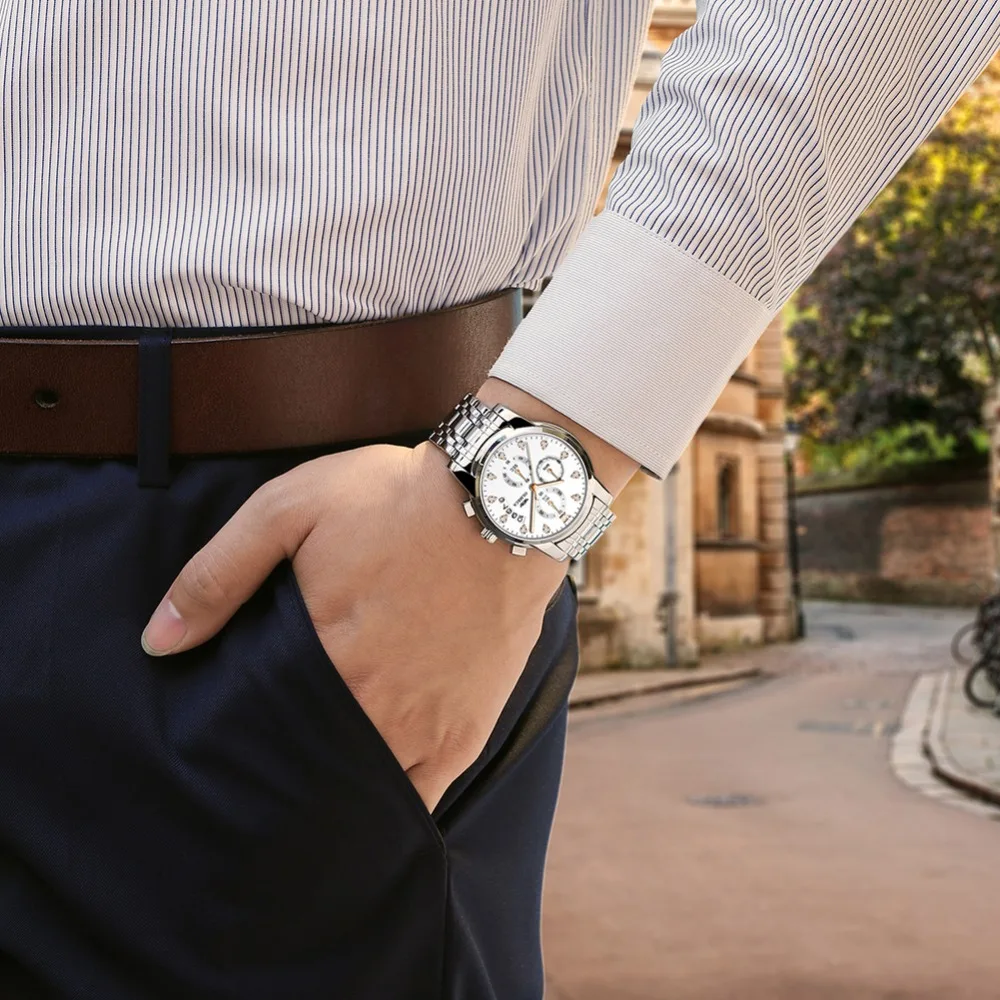 Relogio Masculino мужские часы Роскошные спортивные часы 3ATM водонепроницаемые часы с хронографом наручные часы из нержавеющей стали ремешок Saat