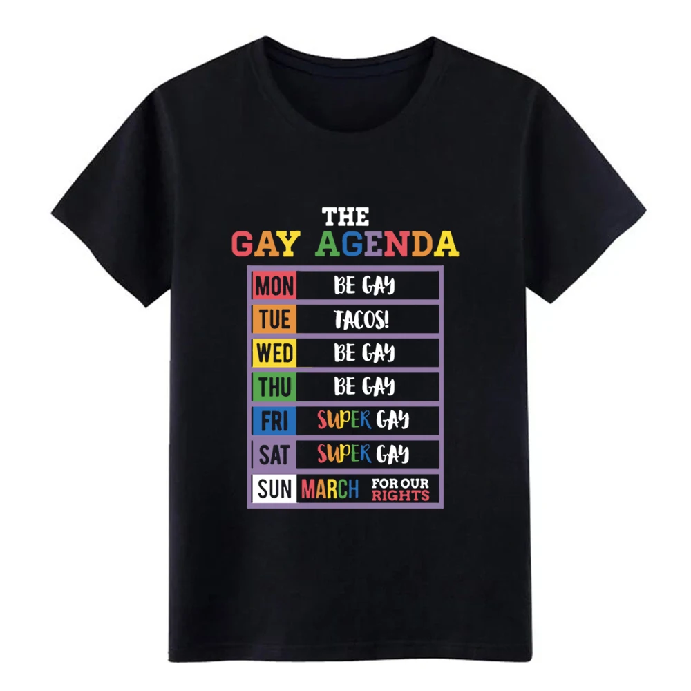 Мужская футболка с короткими рукавами и принтом gay agenda mon be tue tacos wed thu S-3xl | одежда