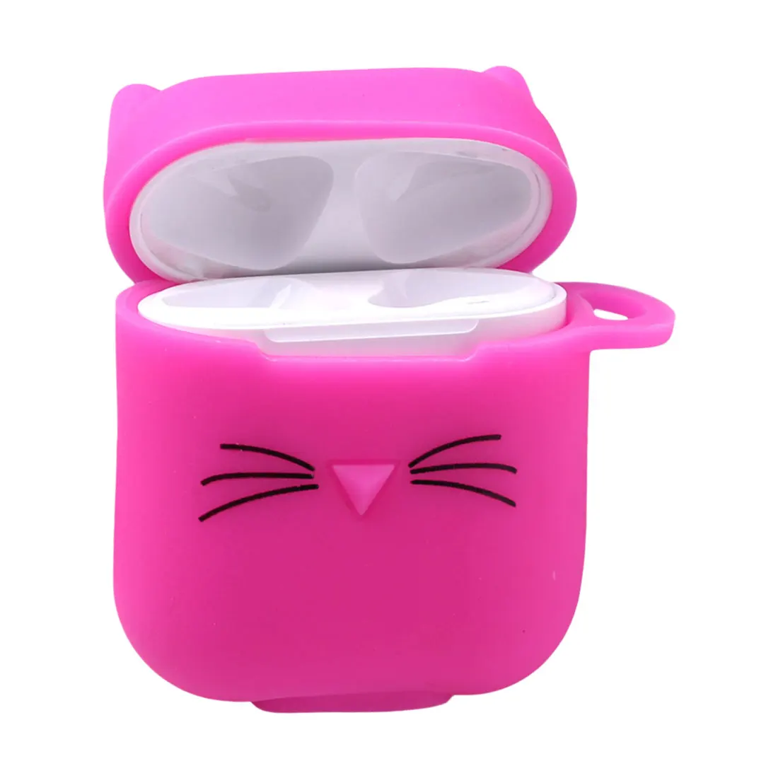 Креативная сумка для наушников для airpods, чехол с милым котом, мультяшная защитная крышка, Bluetooth, беспроводной чехол для наушников - Цвет: Rose red