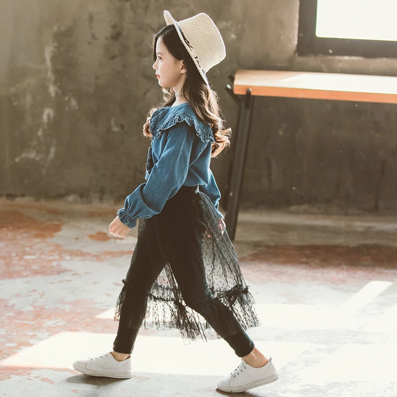 Детская одежда изысканные наряды для девочек комплект одежды модная Осенняя