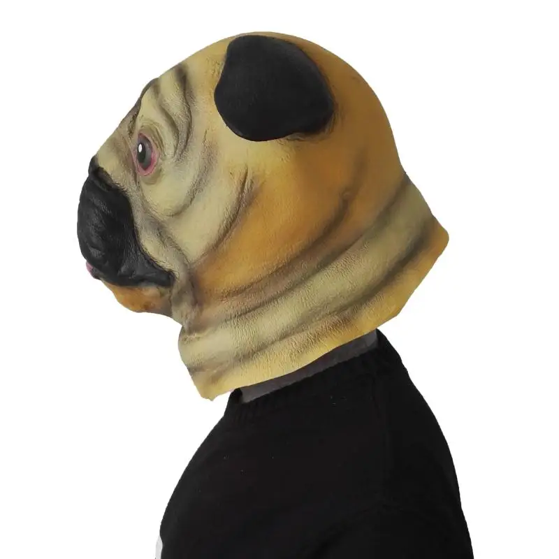 Симпатичная латексная маска на голову мопса все лицо для взрослых дышащая