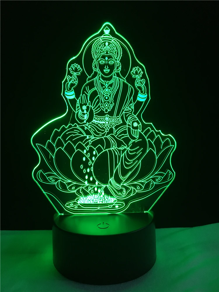 Популярные четыре рисунка от руки Будды 3D ночник LED 7 цветов градиентная Illusion
