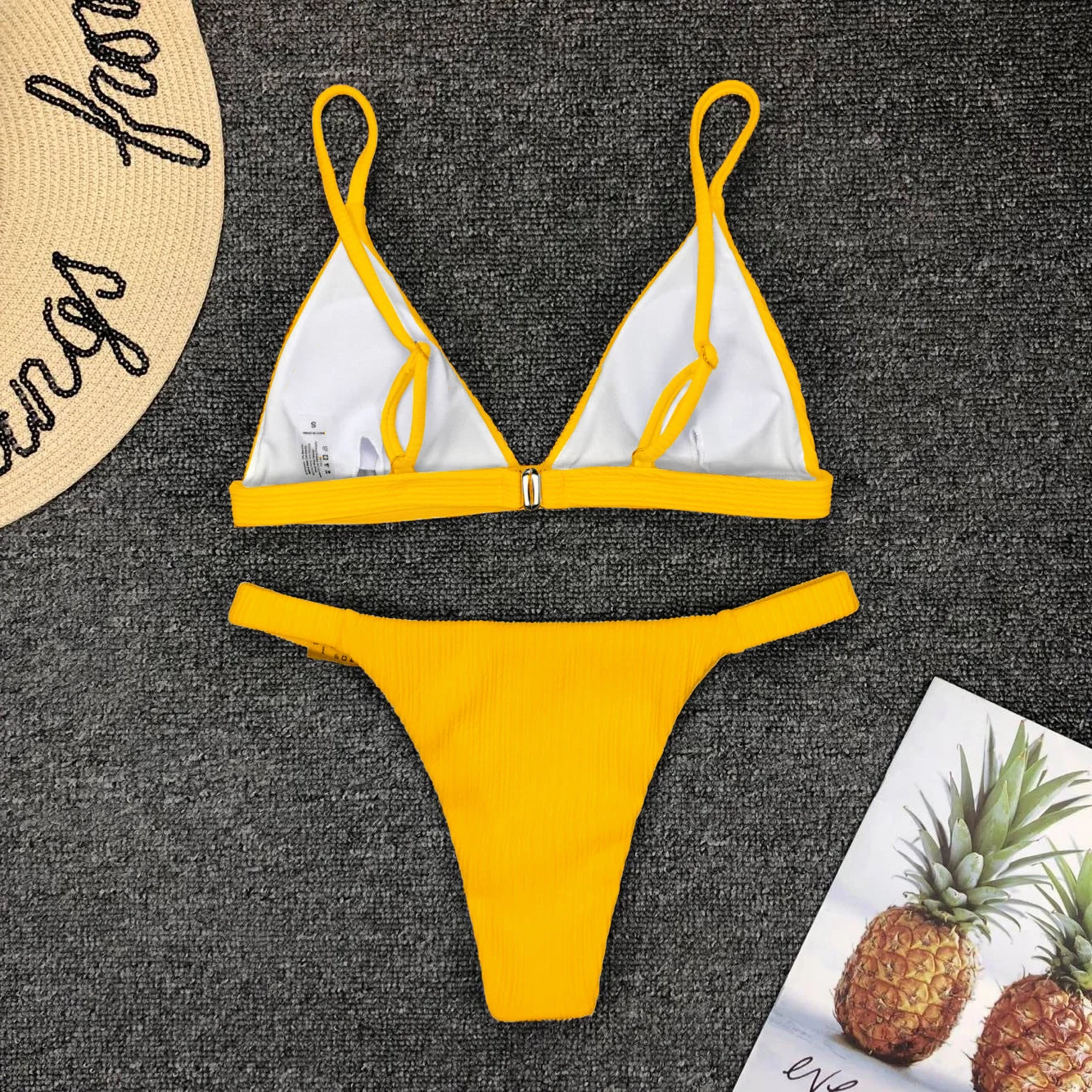 Женский купальный костюм Biquinis Feminino желтый сексуальный с пряжкой для рыбалки
