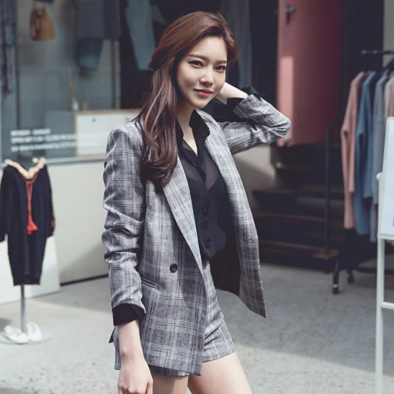 Осень 2018 два Женский комплект 2 шт. новинка Модный повседневный Блейзер костюмы