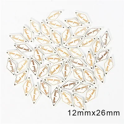 Style 8 50Pcs/lot mixed 4 Sizes Wooden Button "Hand Made" tags Wood Sewing Accessories For Clothes Handmade Scrapbooking Craft DIY - Цвет: Style 8