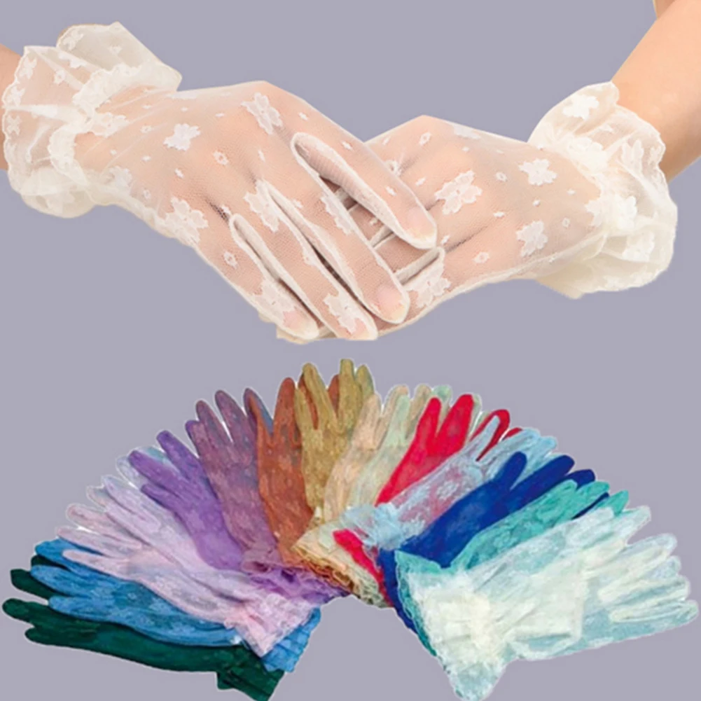 Bride Gloves Wedding Lace Embroidered Short Mesh Dress Mittens Cosplay Costume For Woman Orange 1Pair | Свадьбы и торжества